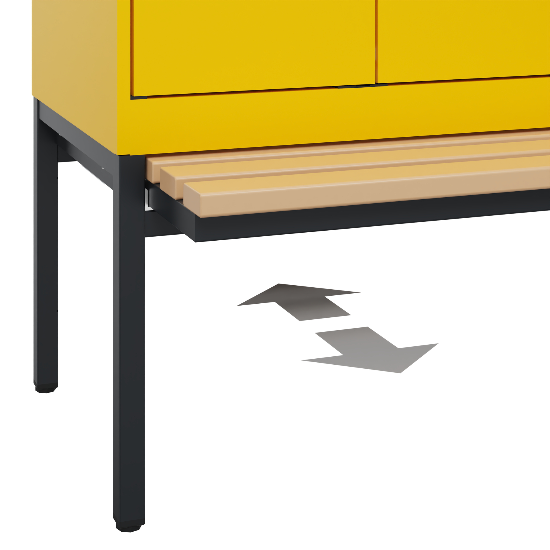 C+P PSA Schwarz-Weiß-Spind Evolo PLUS, Bank, 4 Abteile, 2120x1200x815mm