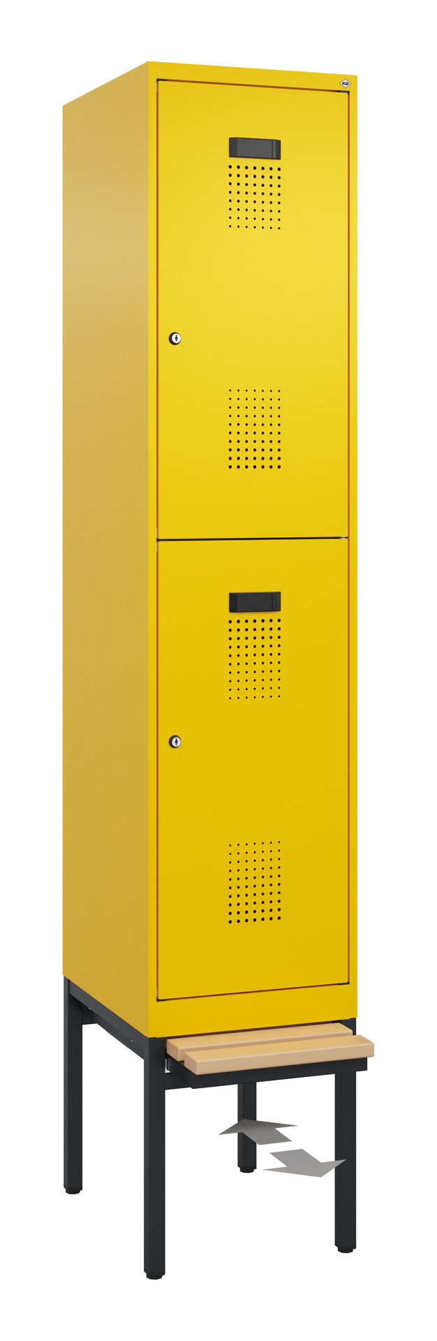 C+P Doppelstöckiger Spind Evolo PLUS, 2 Fächer, 2120x400x815mm