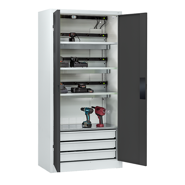 C+P Battery charging cabinet with ventilation, series Acurado