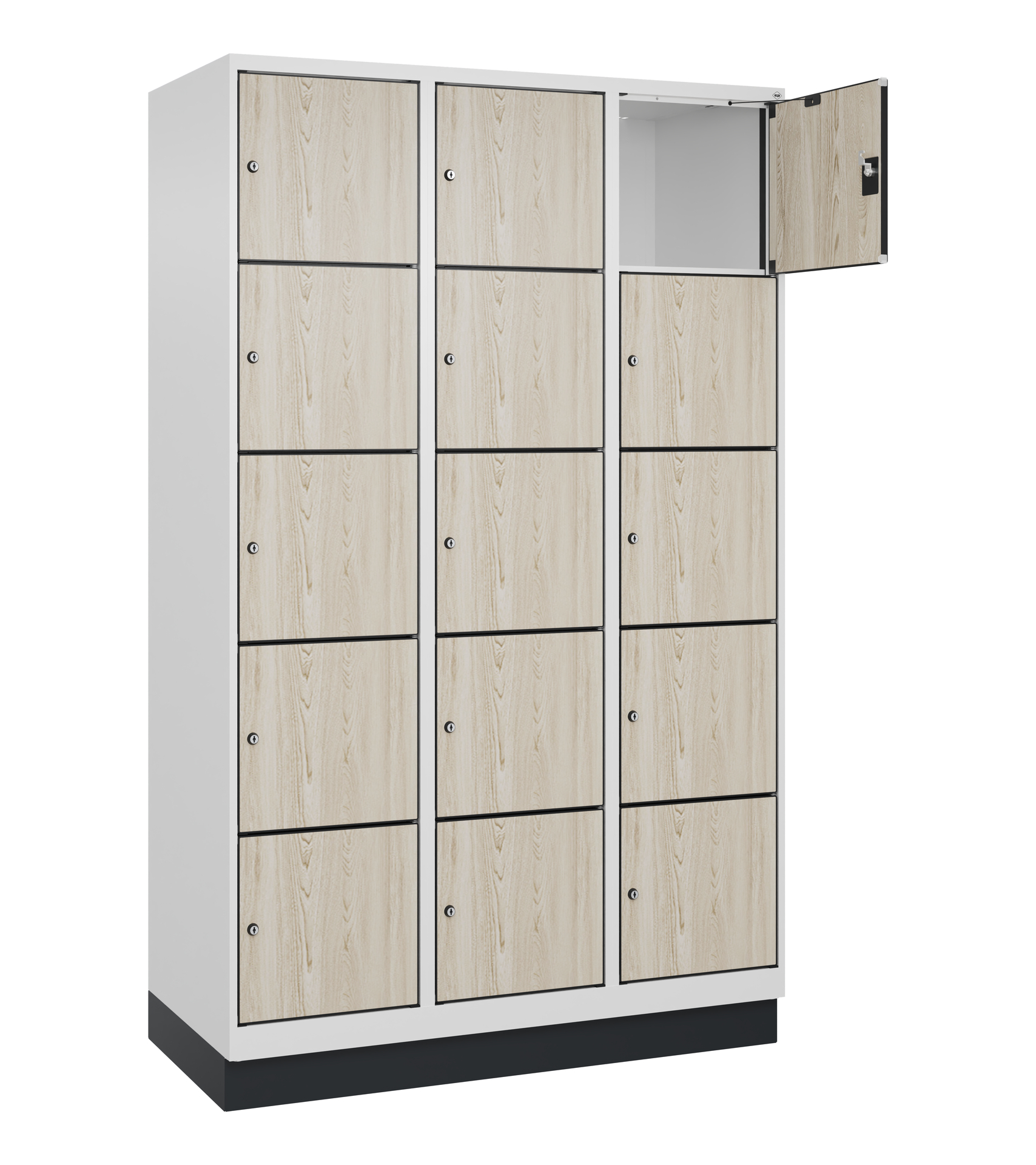 C+P Schlie�fachschrank Evolo PLUS, Sockel, 15 F�cher, 1950x1200x500mm