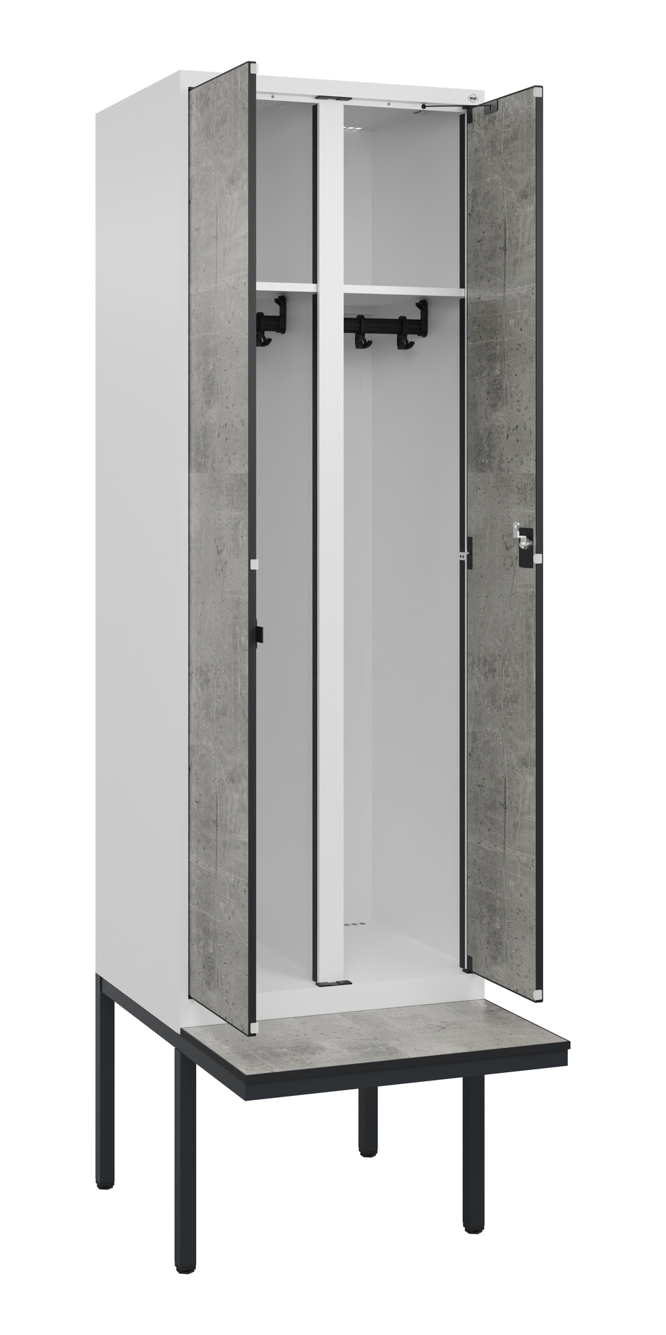 C+P Schwarz-Wei�-Spind Evolo PLUS, Bank, 2 Abteile, 2120x600x815mm C+P Schwarz-Wei�-Spind Evolo PLUS, Bank, 2 Abteile, 2120x600x815mm