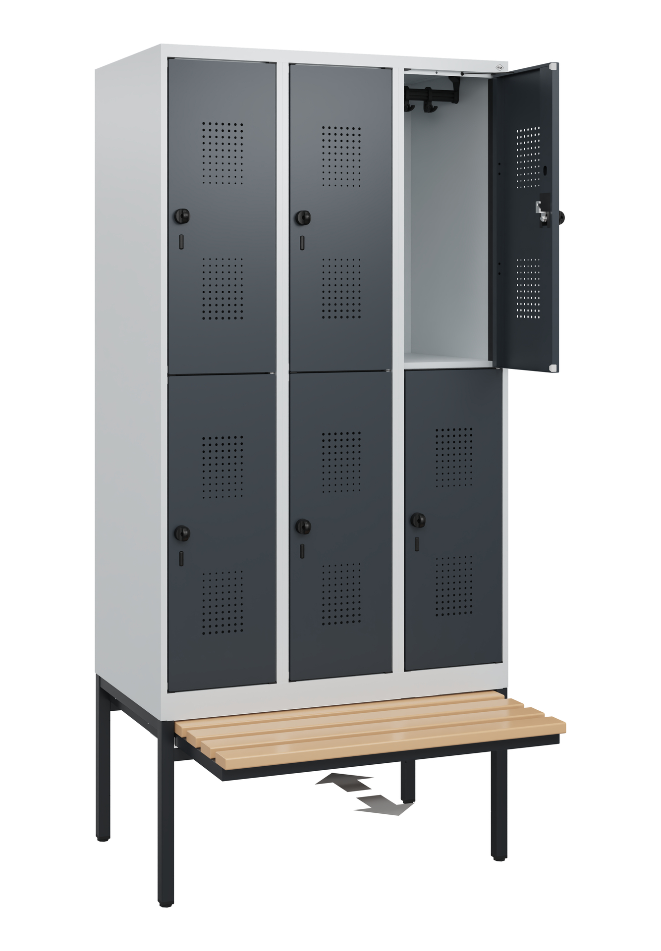 C+P Doppelstöckiger Spind Evolo PLUS, 6 Fächer, 1950x900x815mm