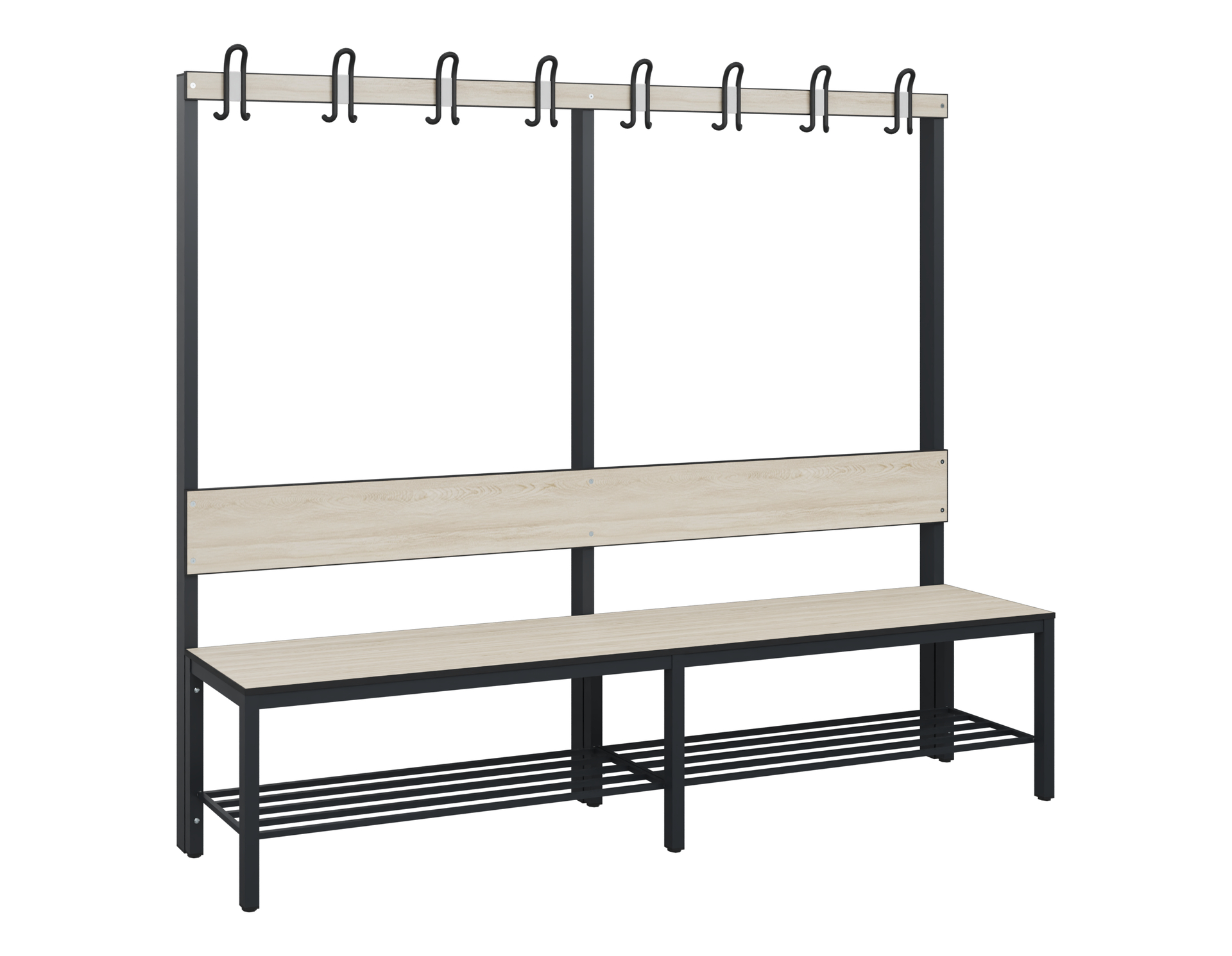 C+P Garderobenbank Solid HPL, 1716x2000x412mm, 7021/VK031