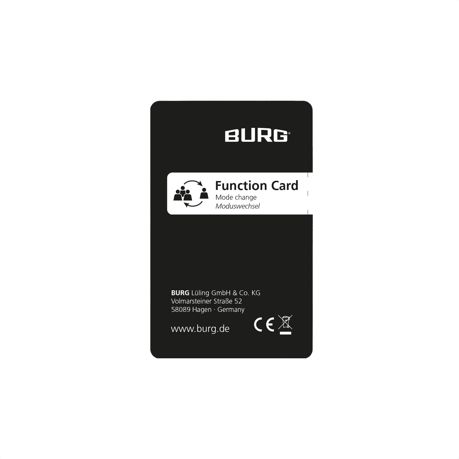 Mode change card for BURG Flexo.RFID lock Mode change card for BURG Flexo.RFID lock