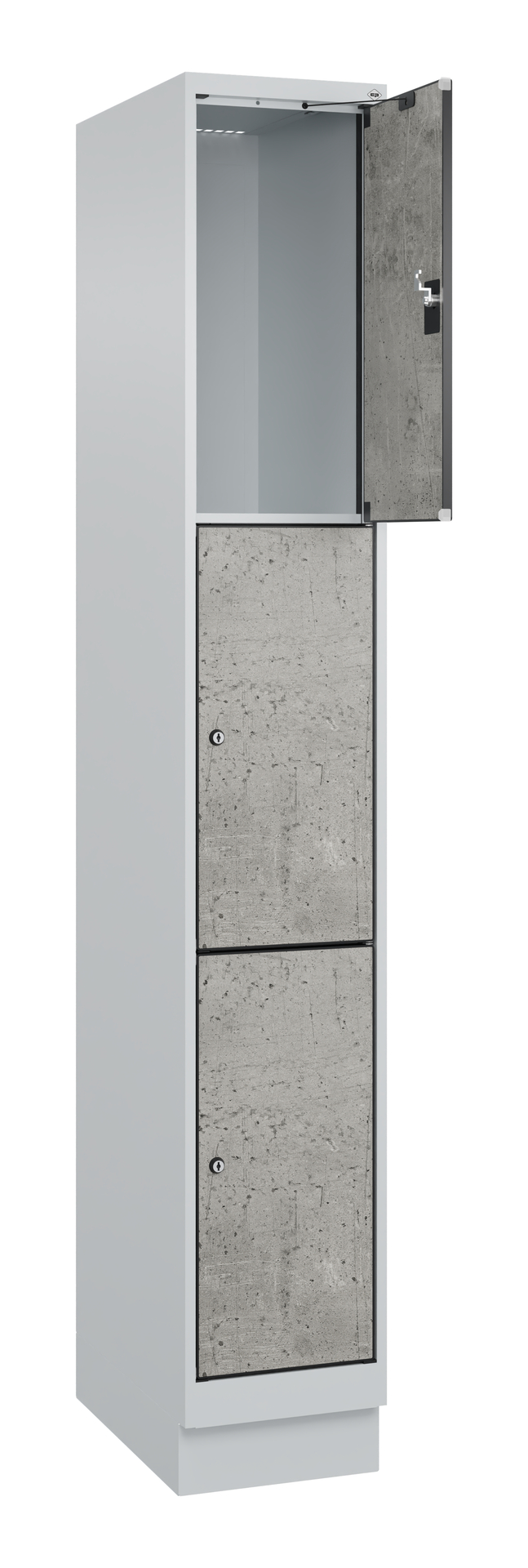 C+P Schlie�fachschrank Evolo PLUS, Sockel, 3 F�cher, 1950x300x500mm