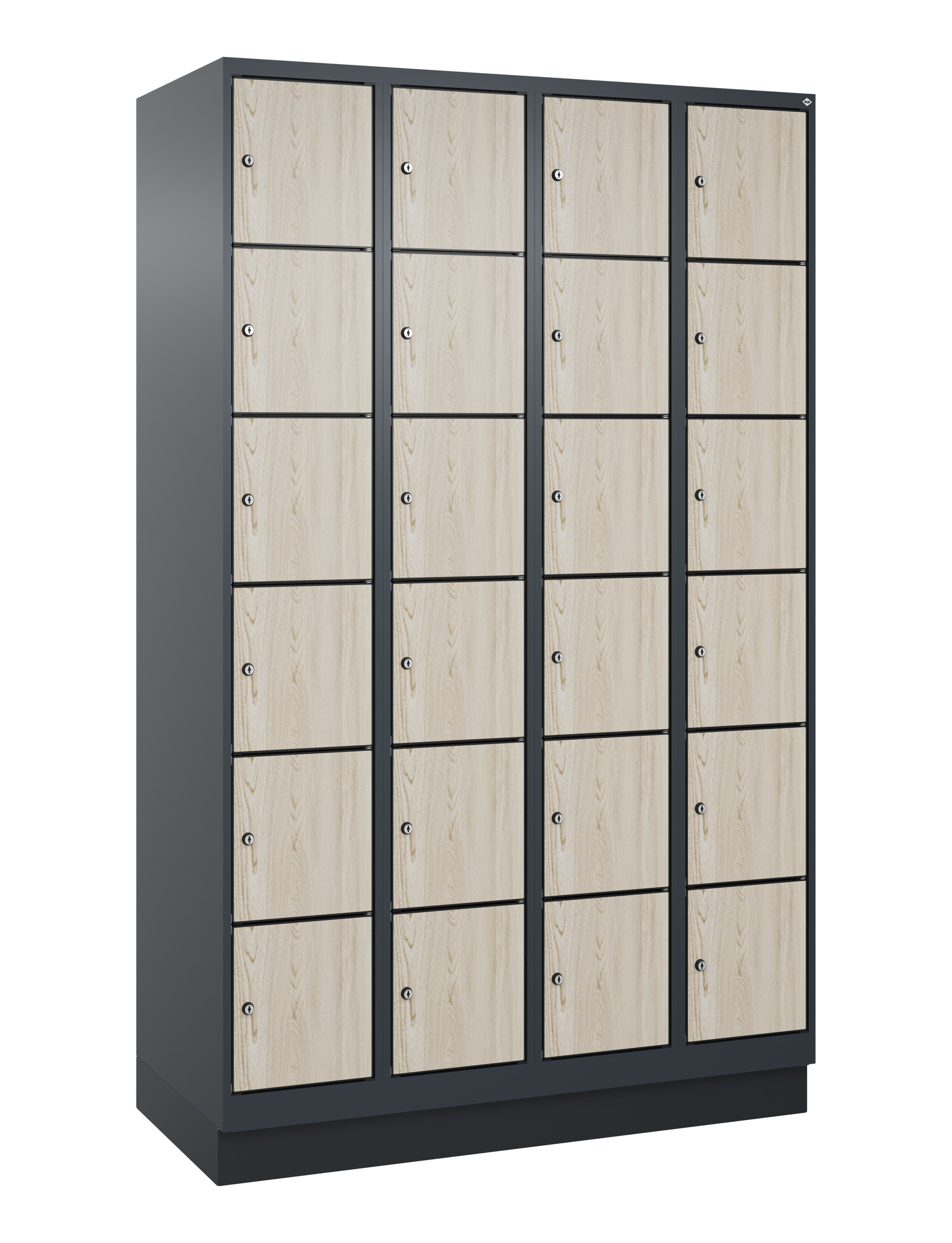 C+P Schlie�fachschrank Evolo PLUS, Sockel, 24 F�cher, 1950x1200x500mm