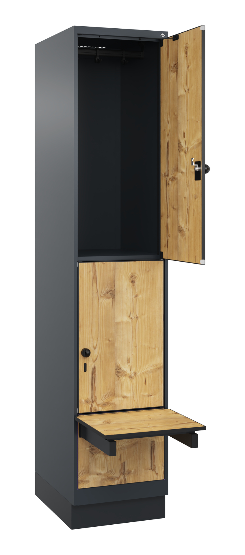 C+P Doppelst�ckiger Spind Evolo PLUS, 2 F�cher, 1950x400x815mm