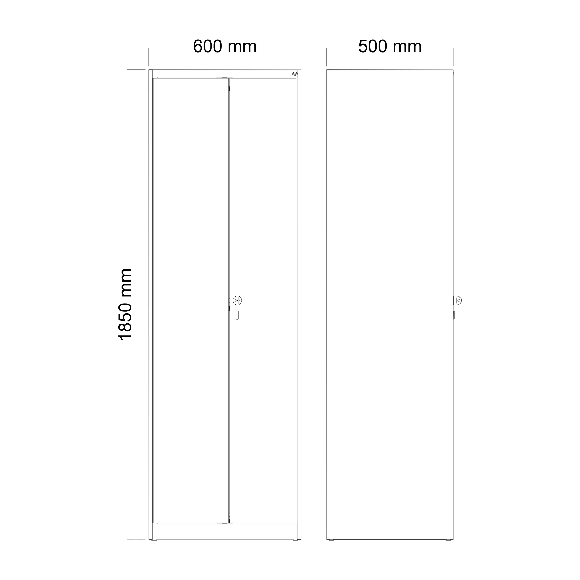 C+P Schwarz-Wei�-Spind Evolo PLUS, 2 Abteile, 1850x600x500mm