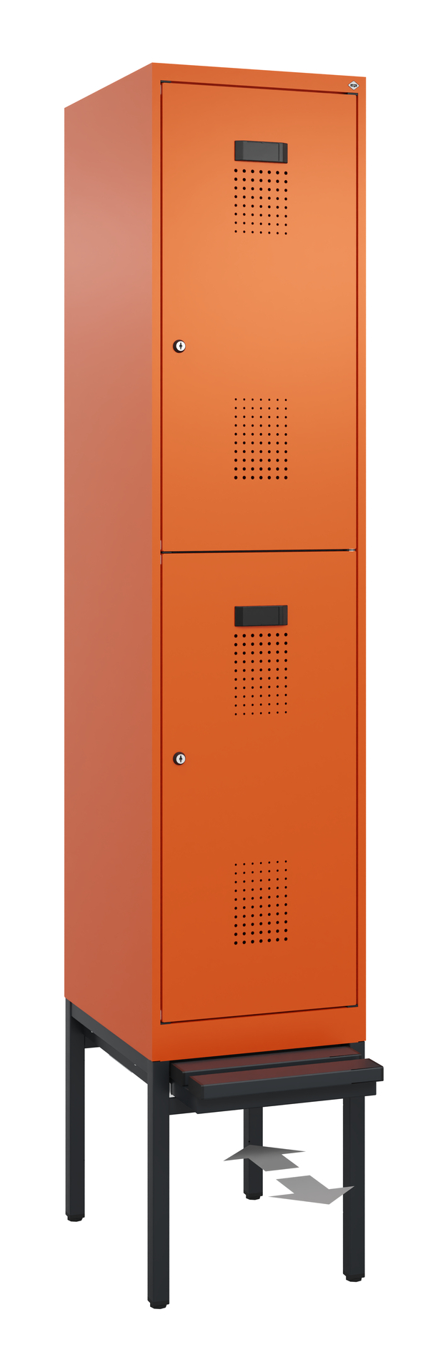 C+P Doppelstöckiger Spind Evolo PLUS, 2 Fächer, 2120x400x815mm