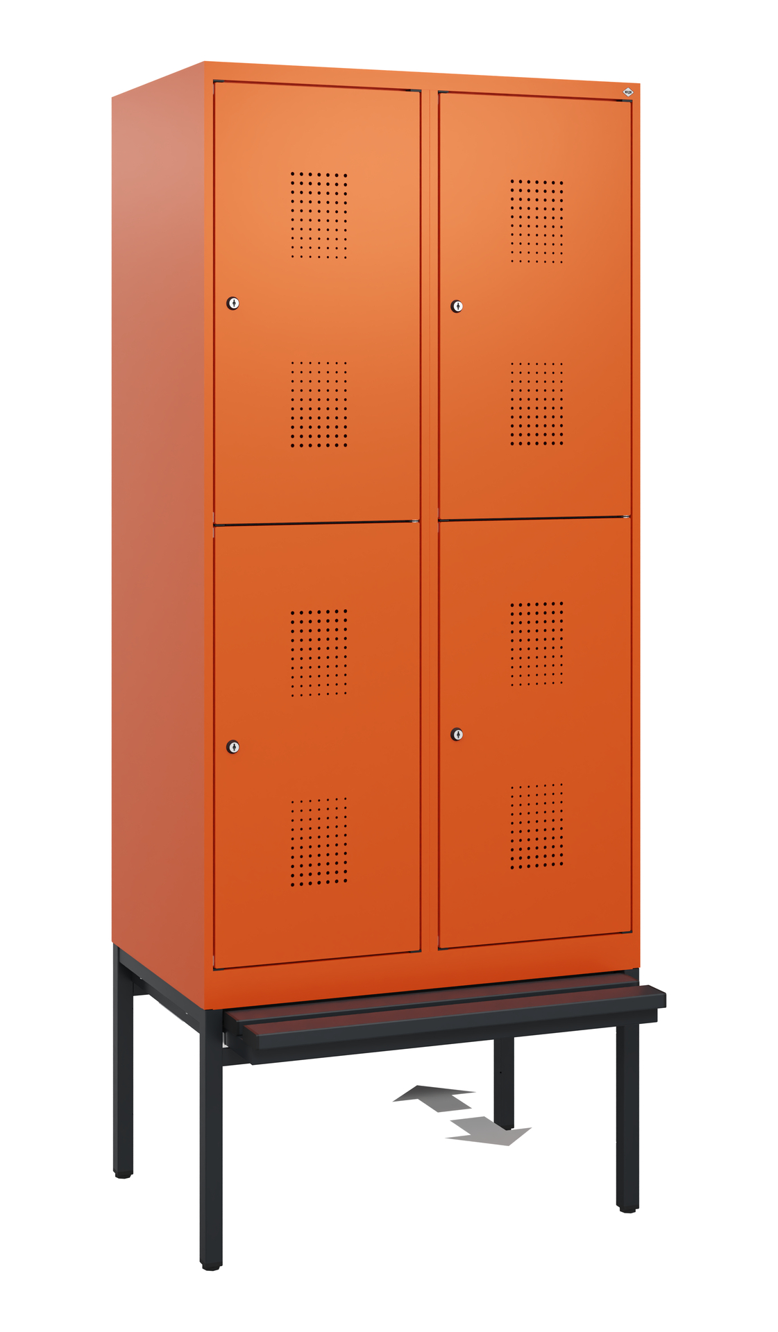 C+P Doppelstöckiger Spind Evolo PLUS, 4 Fächer, 1950x800x815mm