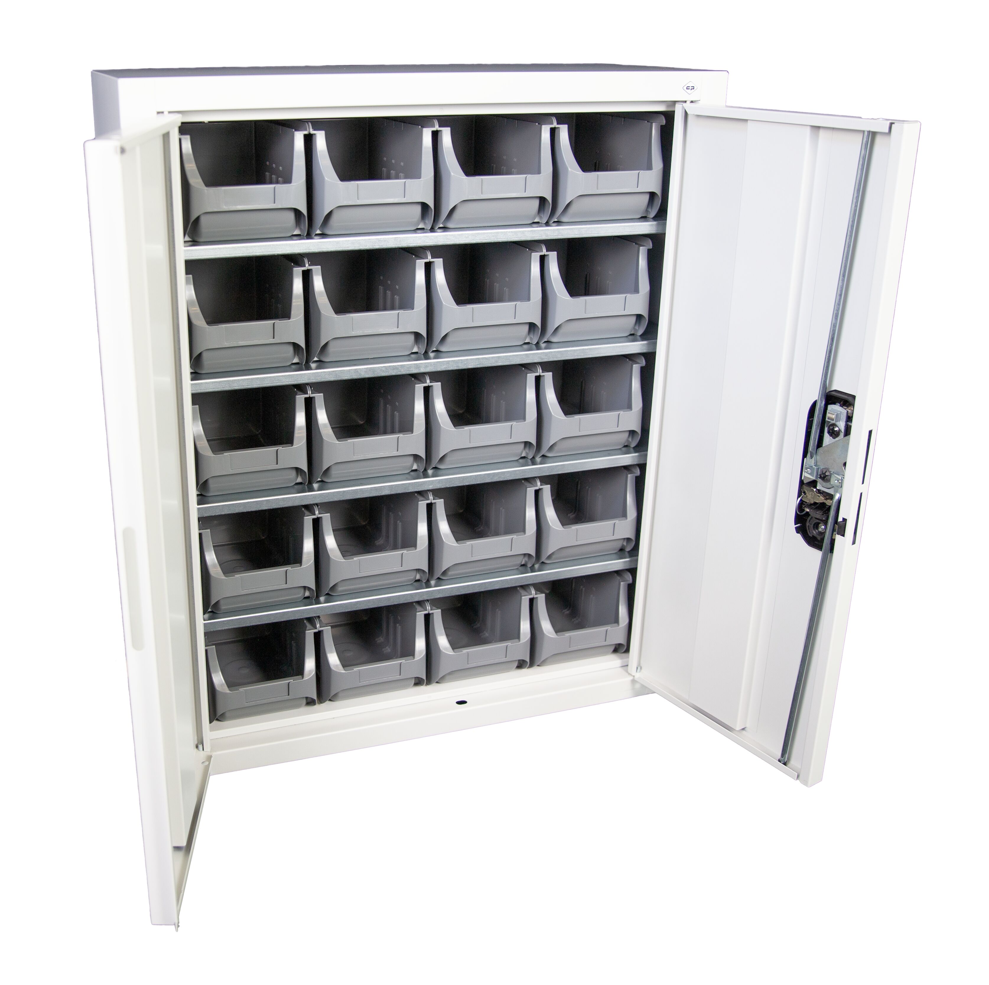 C+P storage cabinet with eco-friendly open-front containers