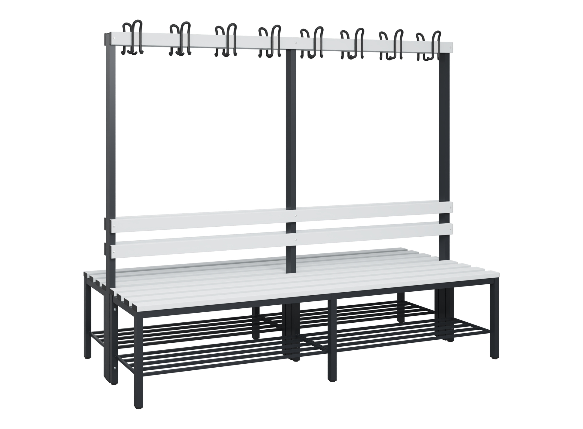 C+P Garderobenbank Solid, 1716x2000x770mm, 7021/Lichtgrau