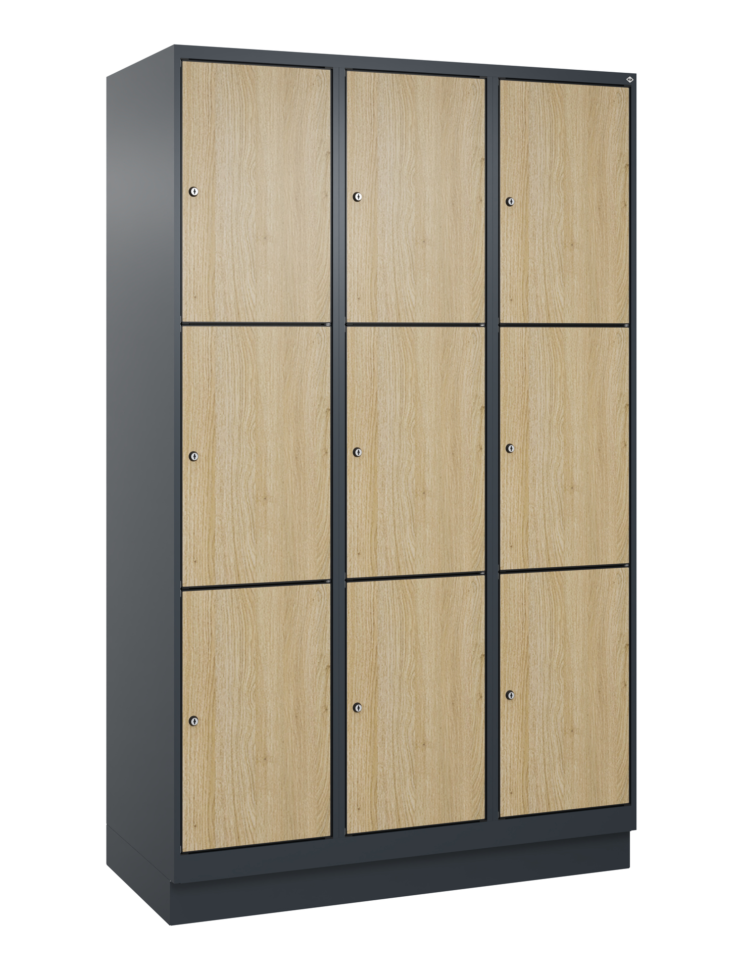 C+P Schlie�fachschrank Evolo PLUS, Sockel, 9 F�cher, 1950x1200x500mm