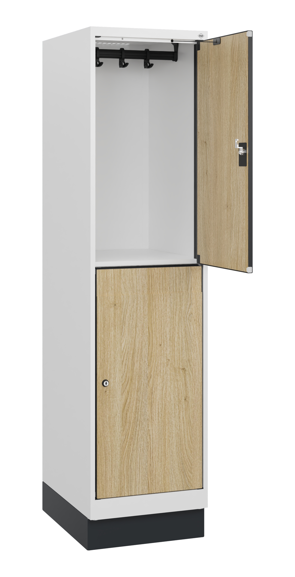 C+P Doppelst�ckiger Schulspind Evolo PLUS, Sockel, 2 F�cher, 1630x400x500mm