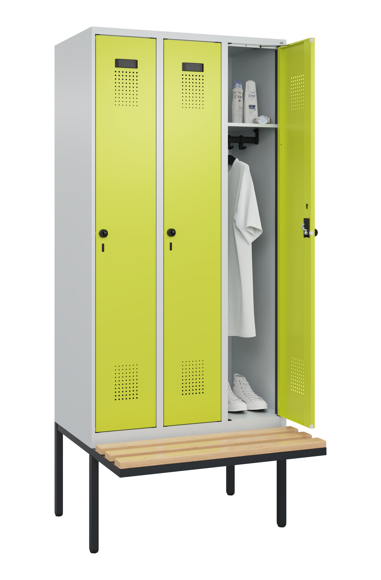 C+P Spind Evolo PLUS, Bank, 3 Abteile, 2120x900x81