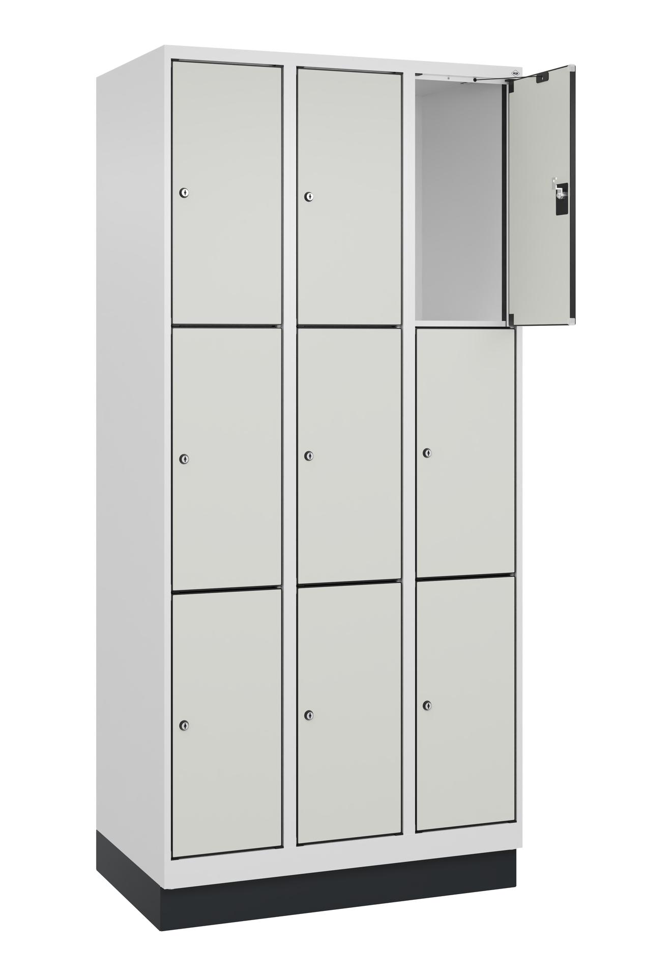 C+P Schlie�fachschrank Evolo PLUS, Sockel, 9 F�cher, 1950x900x500mm