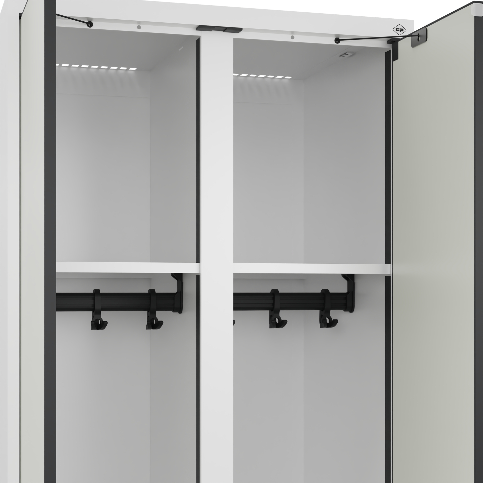 C+P Schwarz-Wei�-Spind Evolo PLUS, Bank, 2 Abteile, 2120x600x815mm