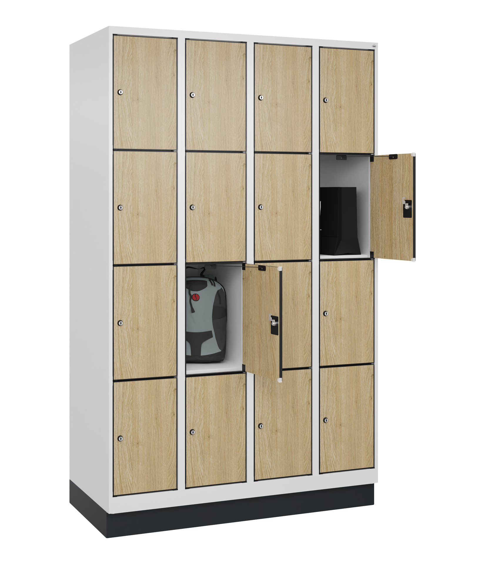 C+P Schlie�fachschrank Evolo PLUS, Sockel, 16 F�cher, 1950x1200x500mm