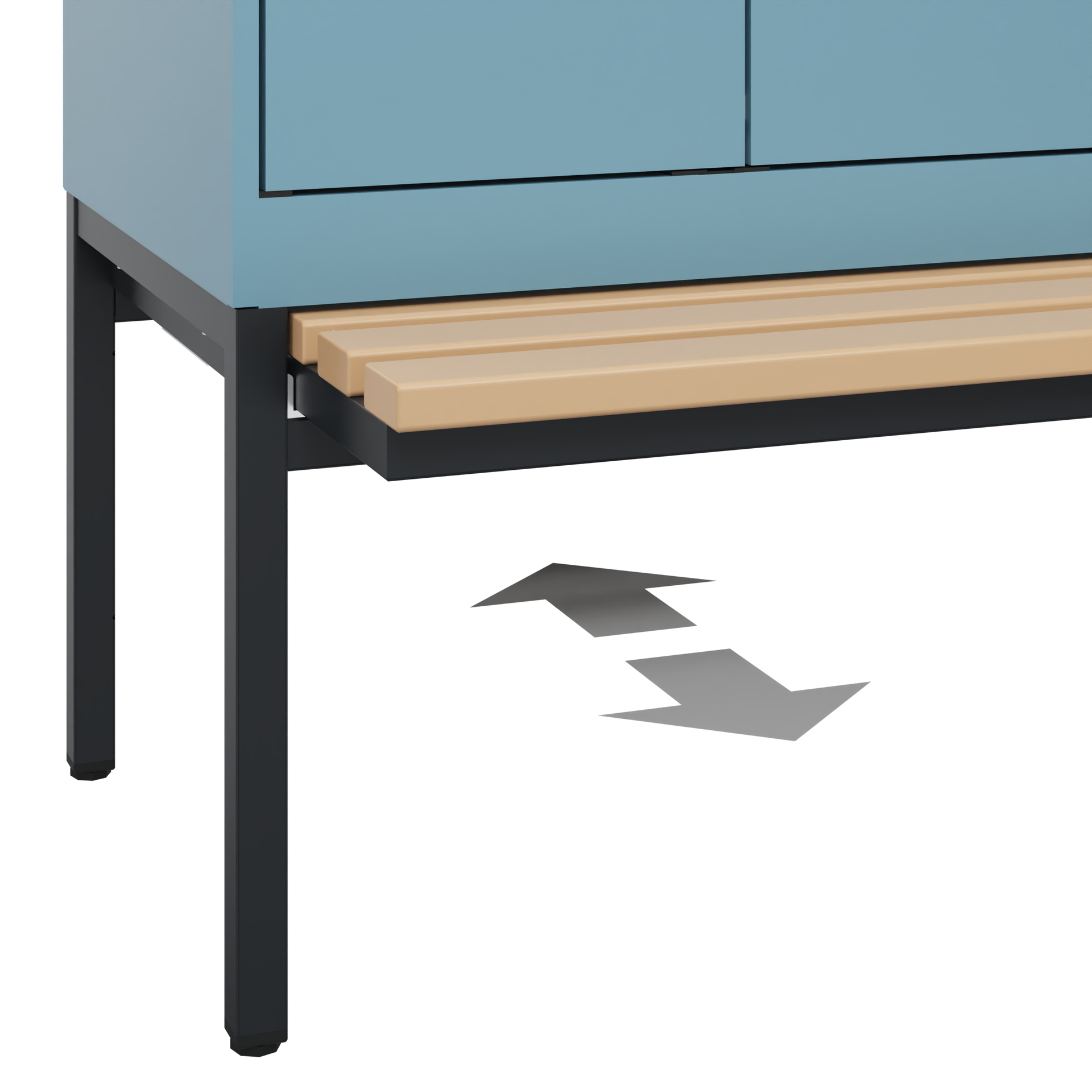 C+P PSA Schwarz-Weiß-Spind Evolo PLUS, Bank, 2 Abteile, 2120x600x815mm