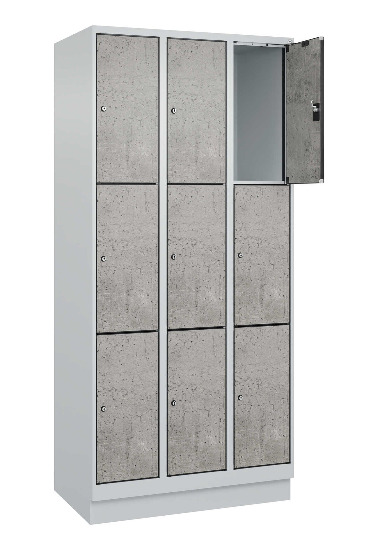 C+P Schlie�fachschrank Evolo PLUS, Sockel, 9 F�cher, 1950x900x500mm