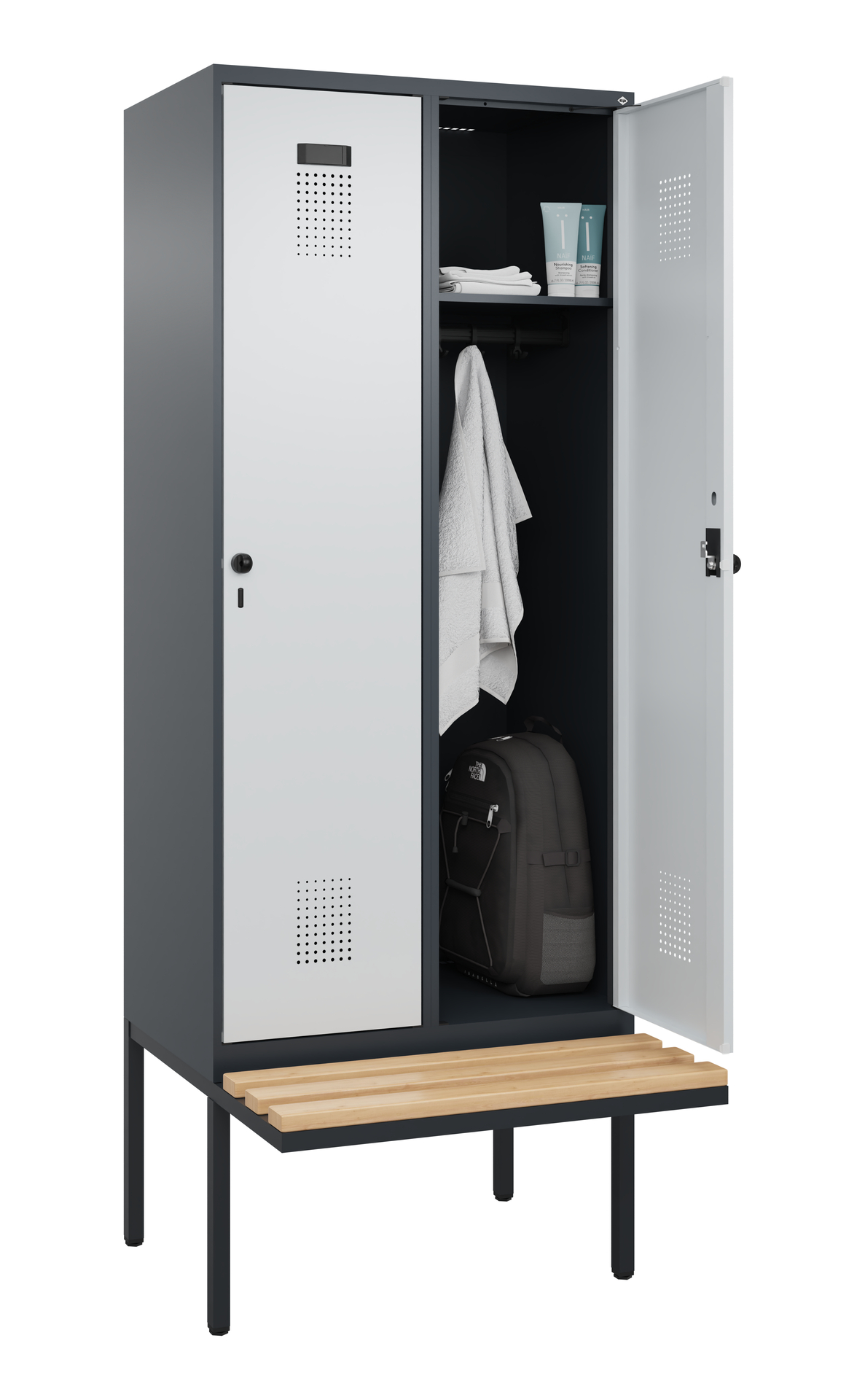 C+P Spind Evolo PLUS, Bank, 2 Abteile, 2120x800x81