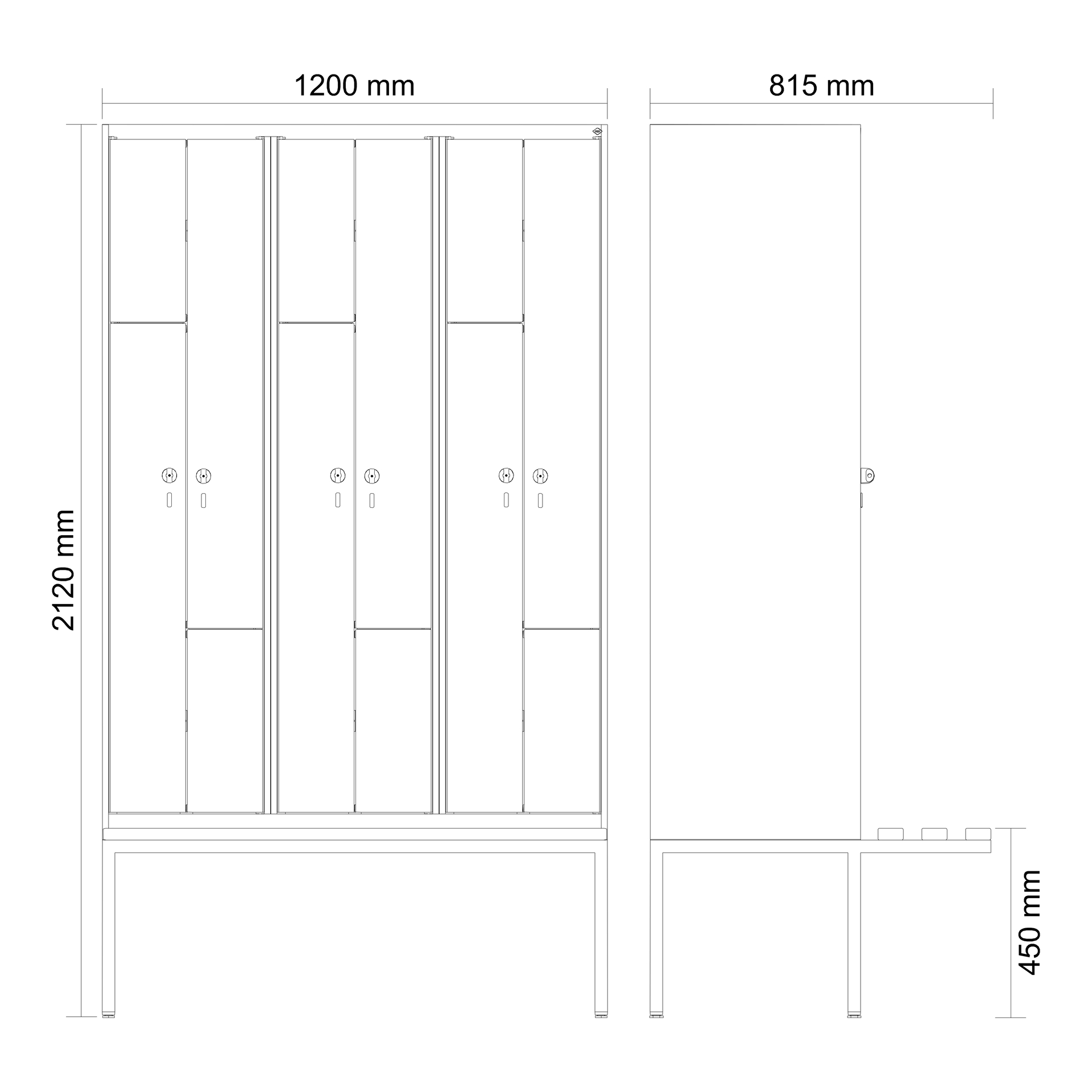 C+P Z-Spind Evolo PLUS, Bank, 6 F�cher, 2120x1200x815mm