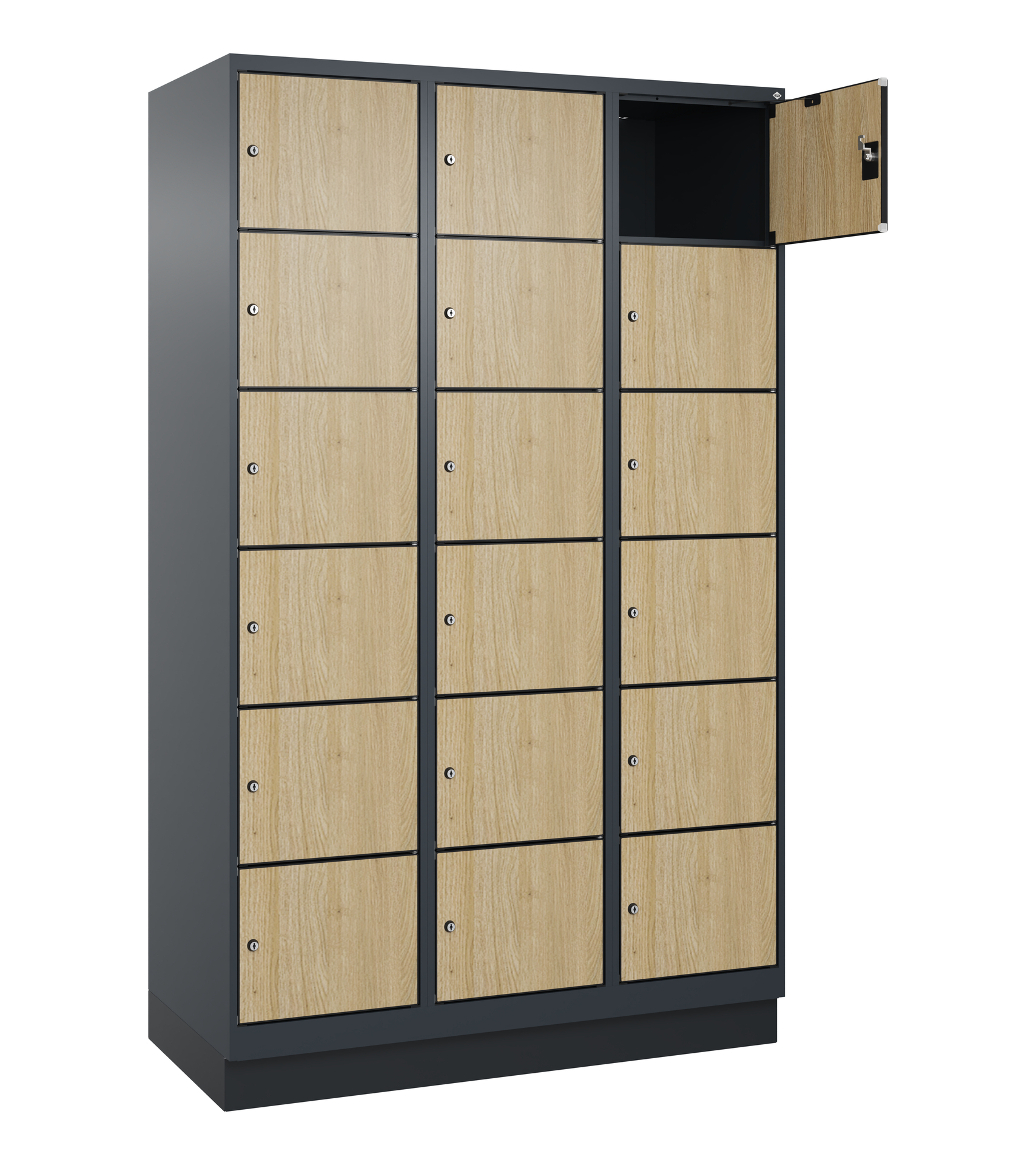 C+P Schlie�fachschrank Evolo PLUS, Sockel, 18 F�cher, 1950x1200x500mm