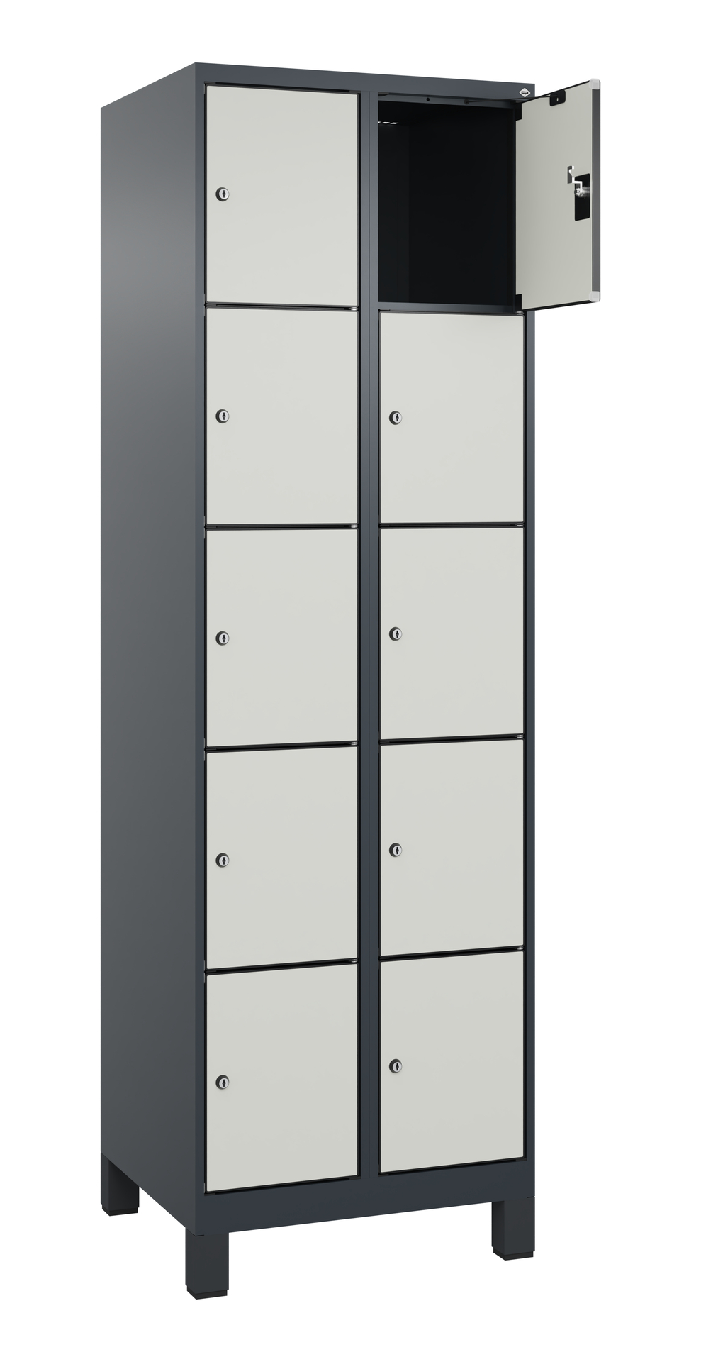 C+P Schlie�fachschrank Evolo PLUS, F��e, 10 F�cher, 1950x600x500mm