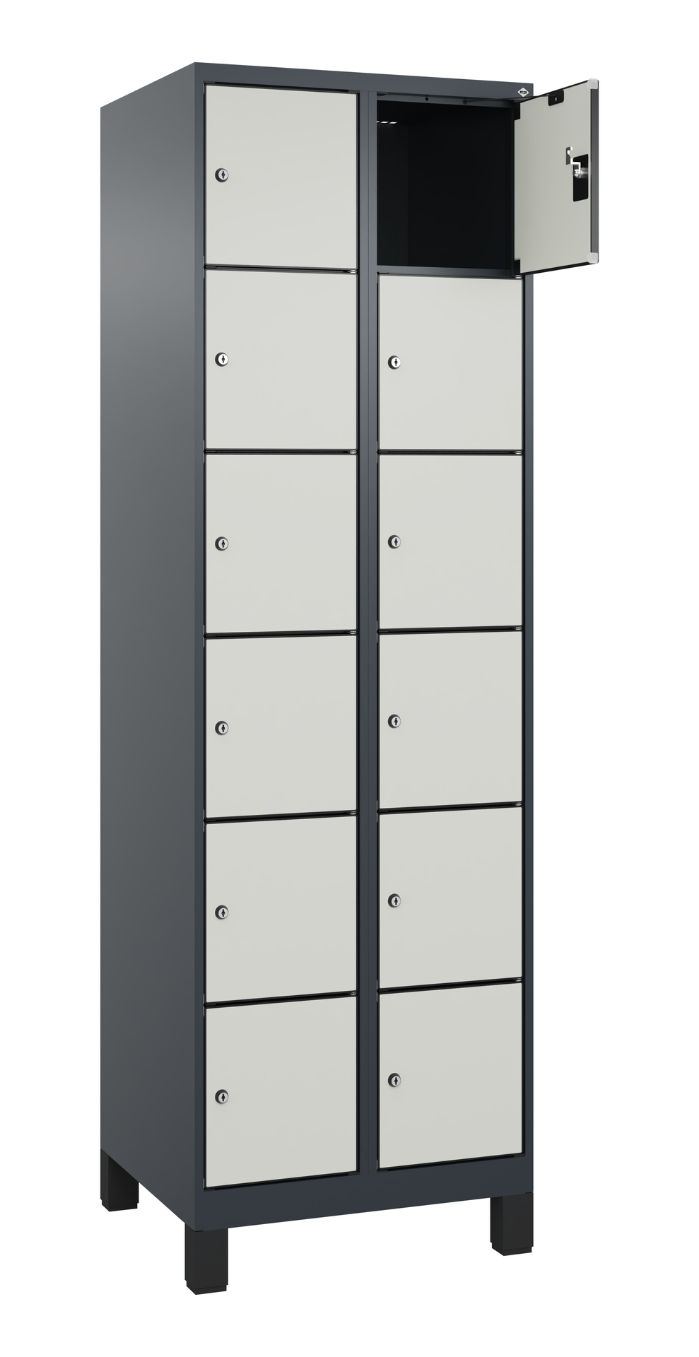 C+P Schlie�fachschrank Evolo PLUS, F��e, 12 F�cher, 1950x600x500mm