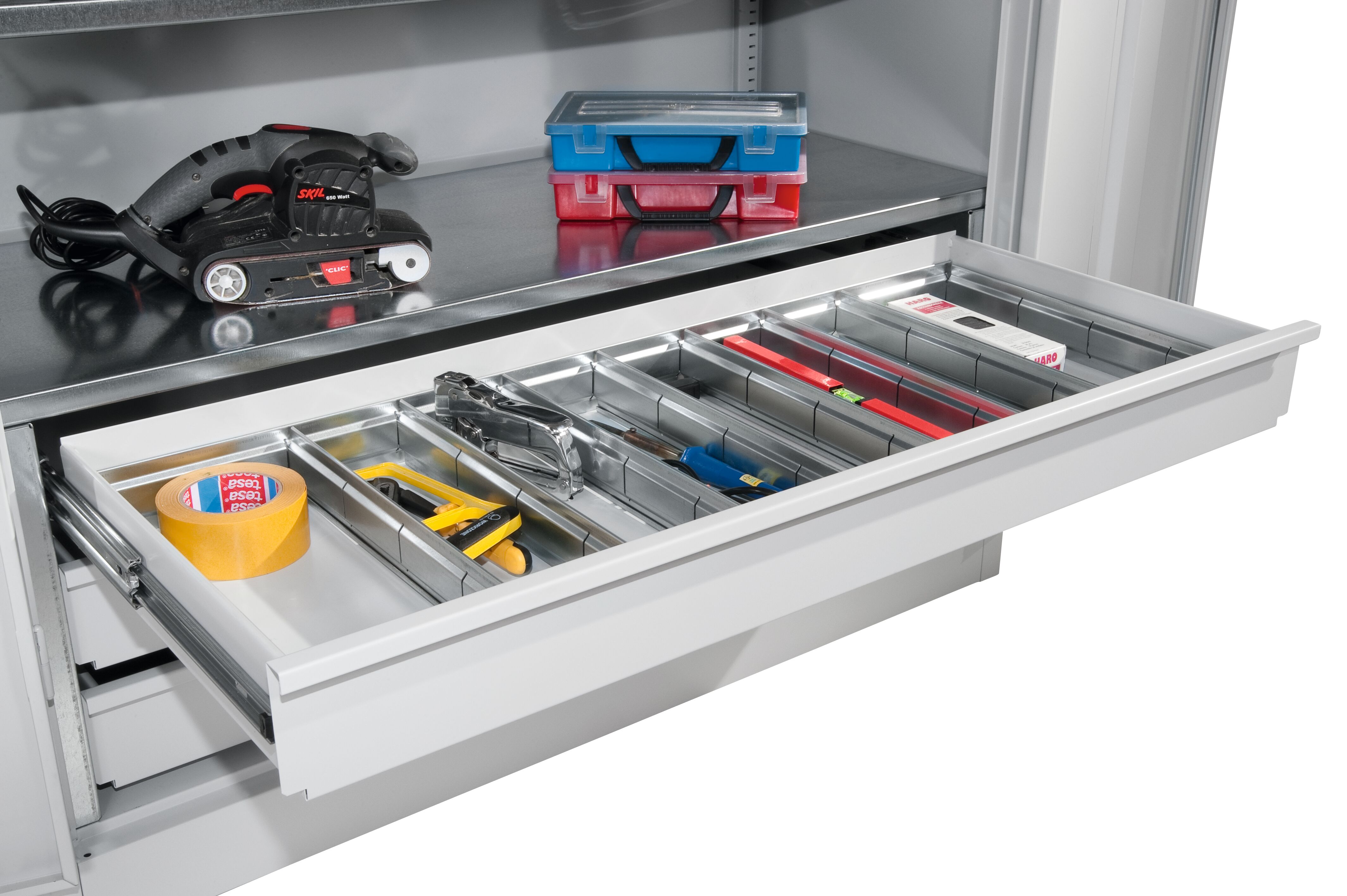 C+P drawer tidies with galvanized separators