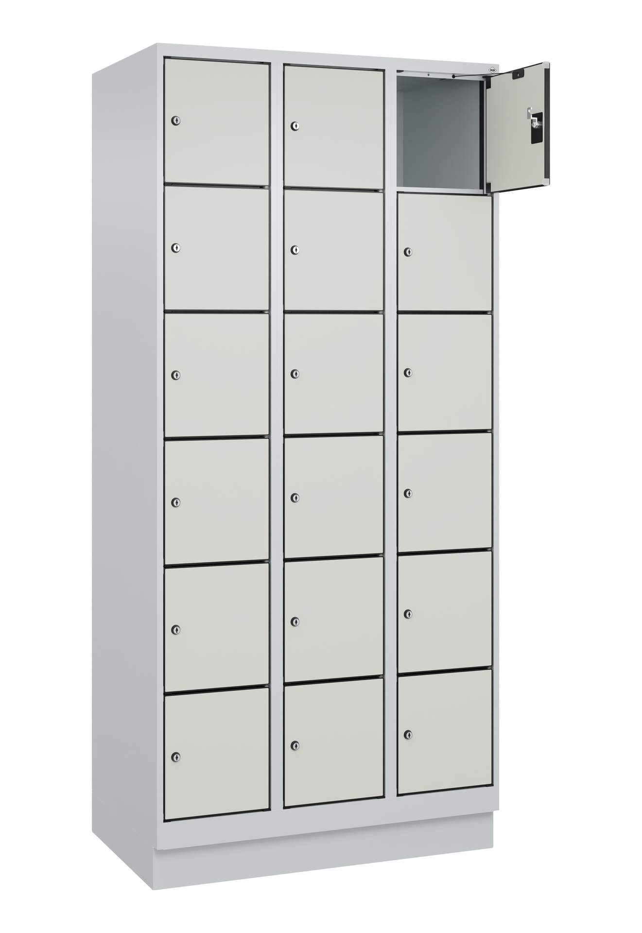 C+P Schlie�fachschrank Evolo PLUS, Sockel, 18 F�cher, 1950x900x500mm