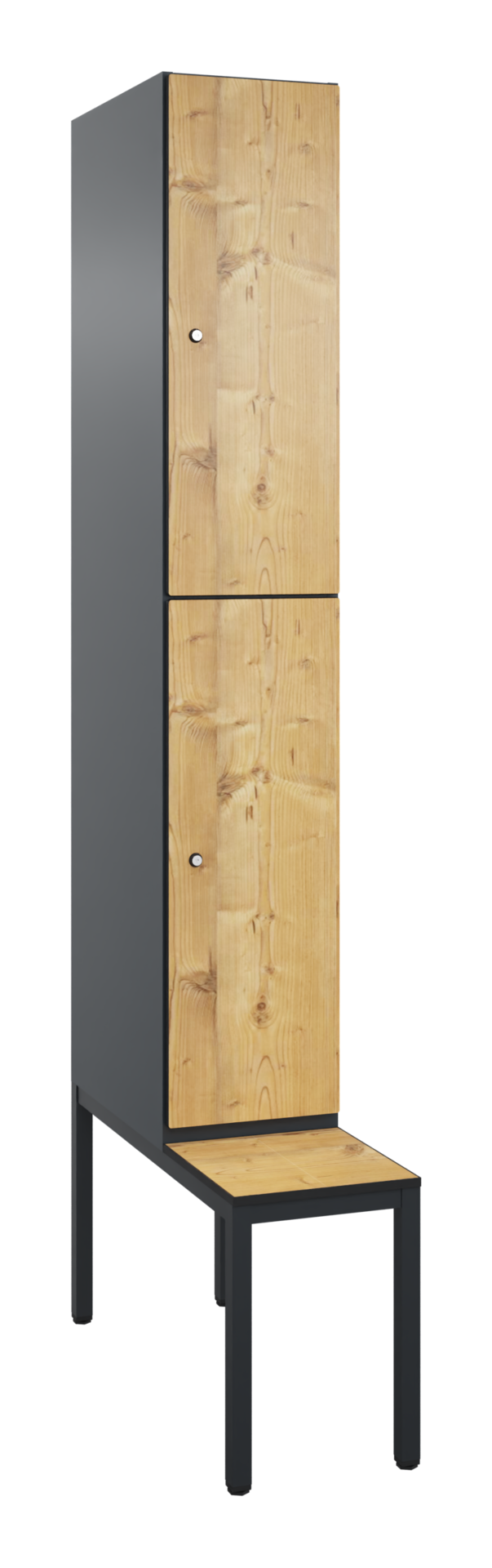 C+P Doppelstöckiger Spind, Cambio, 2 Fach, Bank, 2120x300x815mm, 9016/VK427