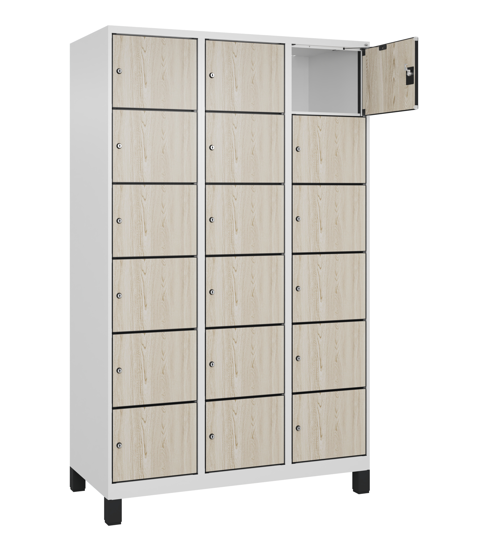 C+P Schlie�fachschrank Evolo PLUS, F��e, 18 F�cher, 1950x1200x500mm