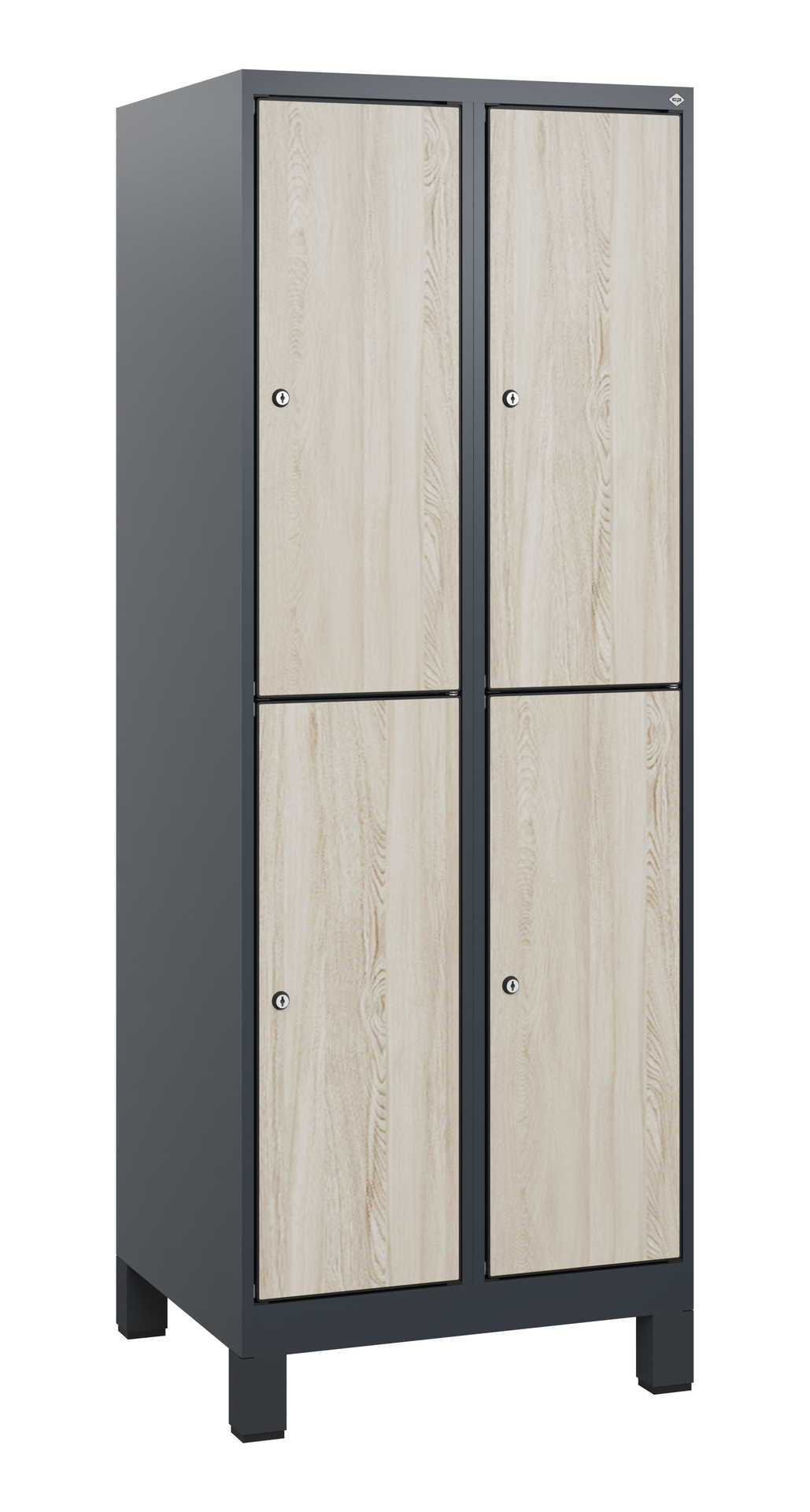 C+P Doppelst�ckiger Schulspind Evolo PLUS, F��e, 4 F�cher, 1630x600x500mm