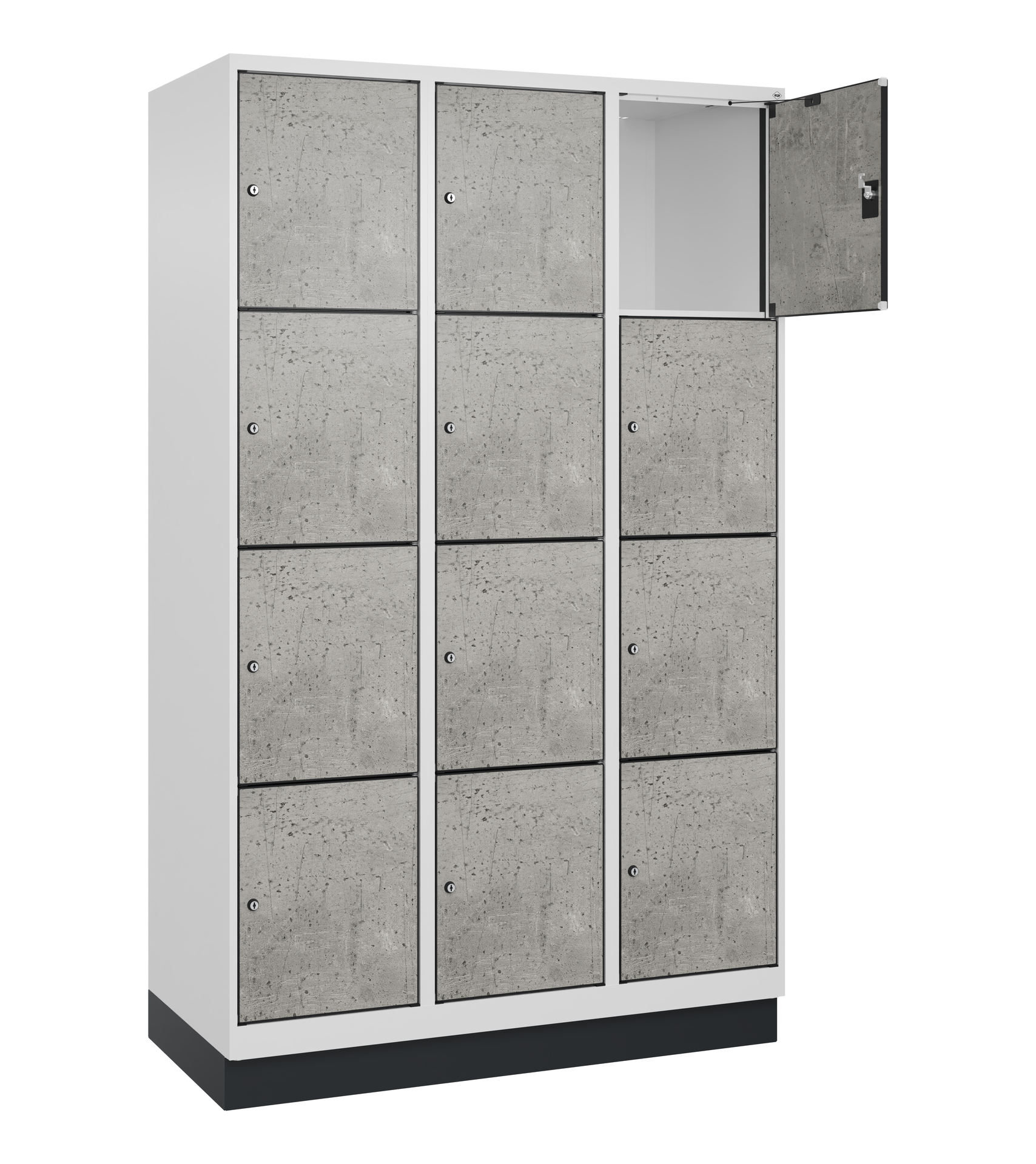 C+P Schlie�fachschrank Evolo PLUS, Sockel, 12 F�cher, 1950x1200x500mm