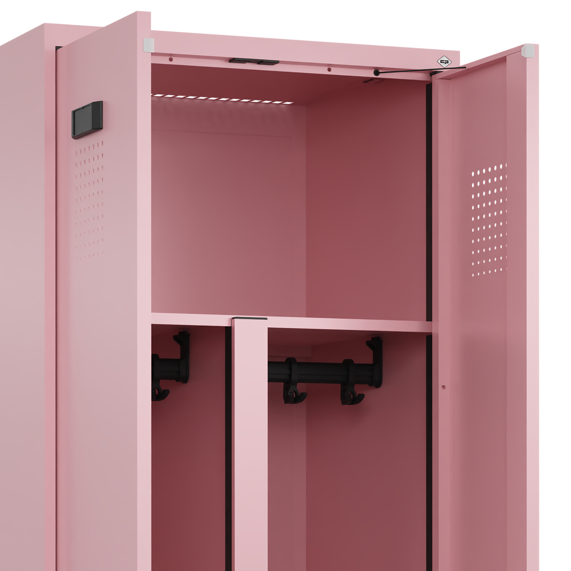 C+P PSA Schwarz-Weiß-Spind Evolo PLUS, Bank, 2 Abteile, 2120x600x815mm