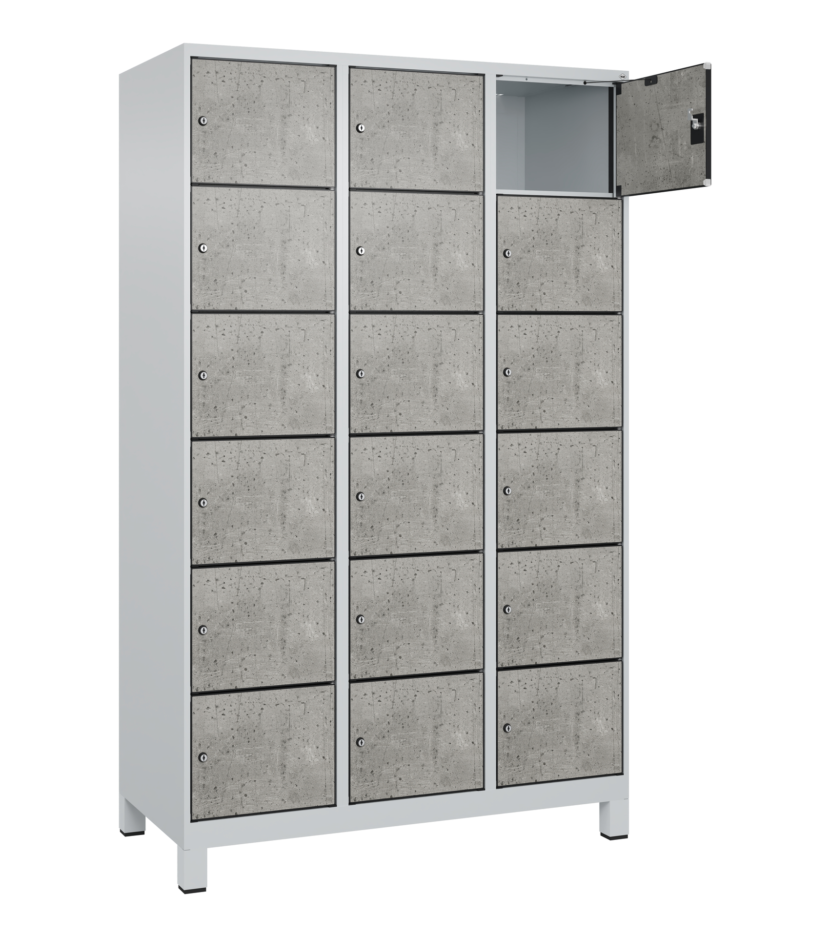 C+P Schlie�fachschrank Evolo PLUS, F��e, 18 F�cher, 1950x1200x500mm