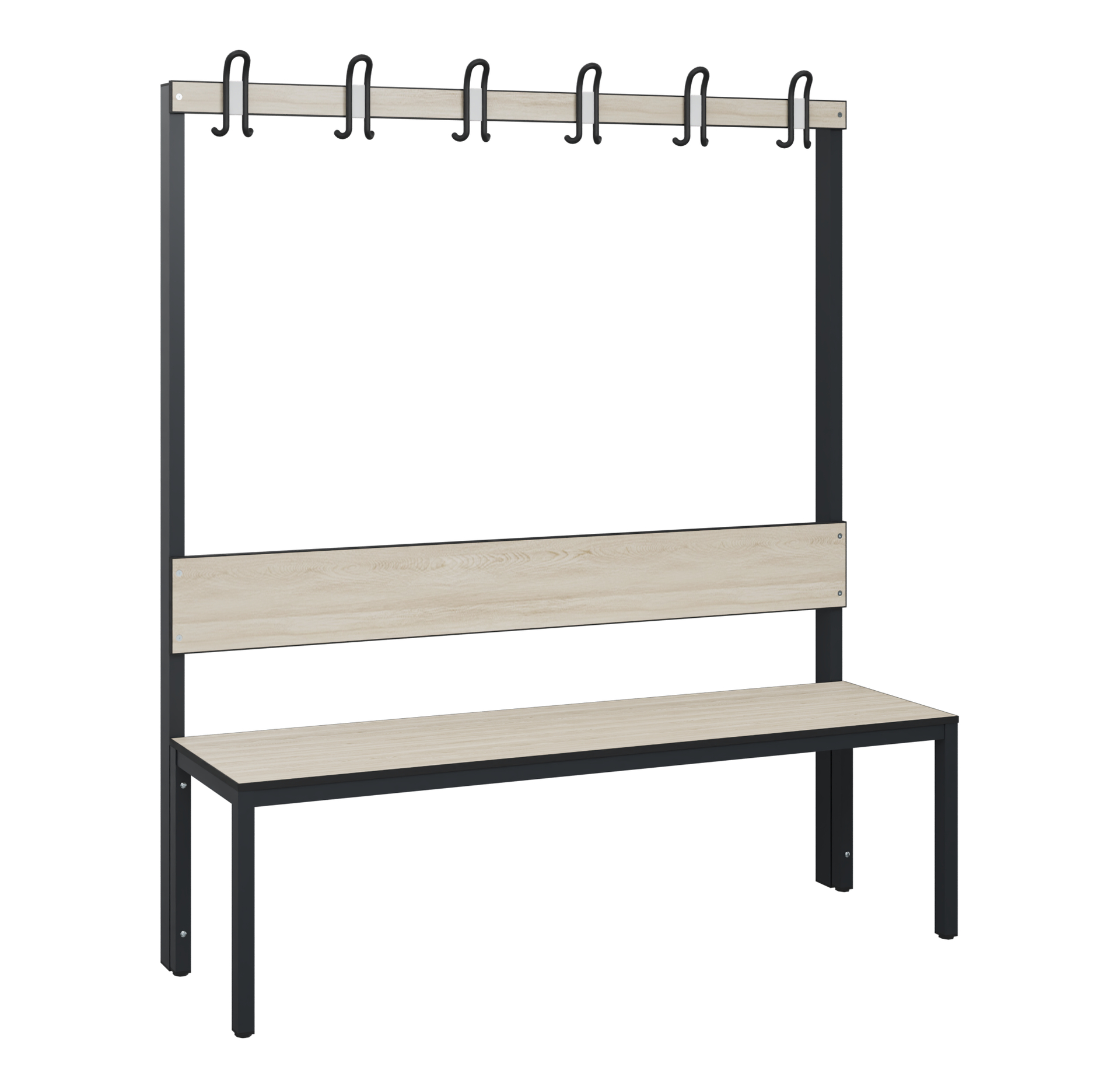 C+P Garderobenbank Solid HPL, 1716x1500x412mm, 7021/VK031