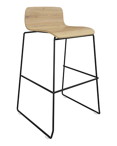 C+P Stackable oak bar stool, series Basis