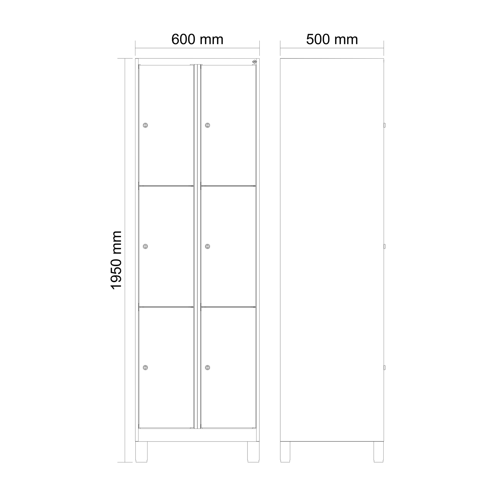 C+P Schlie�fachschrank Evolo PLUS, F��e, 6 F�cher, 1950x600x500mm