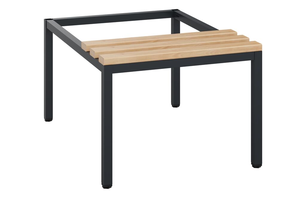 C+P bench built underneath the locker, frames made of square steel tube 30 x 30 mm