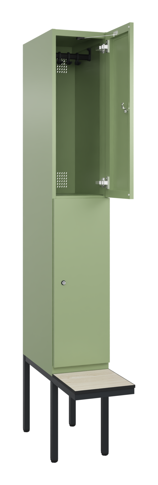 C+P Doppelstöckiger Spind, Cambio, 2 Fach, Bank, 2120x300x815mm, 9016/VK427