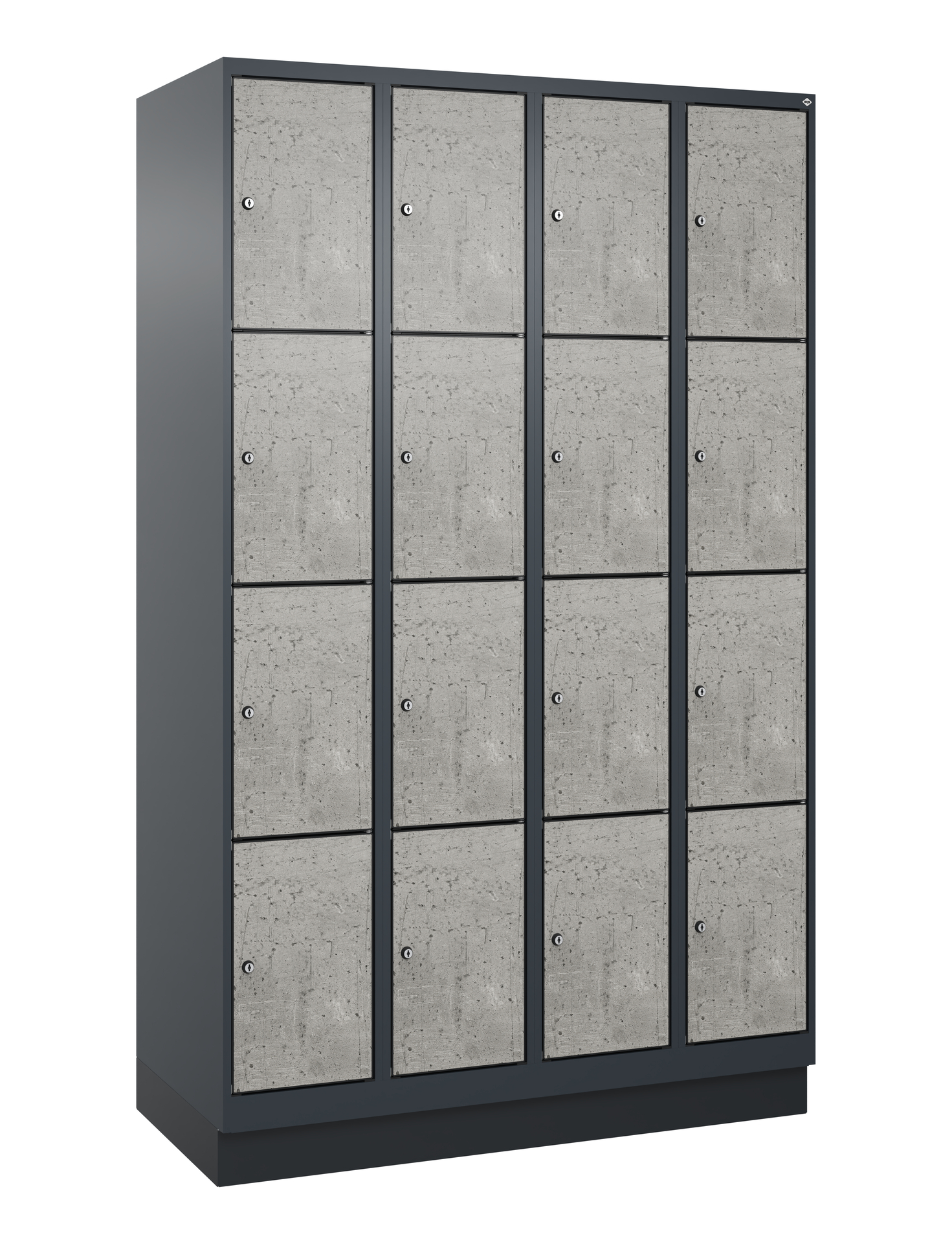 C+P Schlie�fachschrank Evolo PLUS, Sockel, 16 F�cher, 1950x1200x500mm