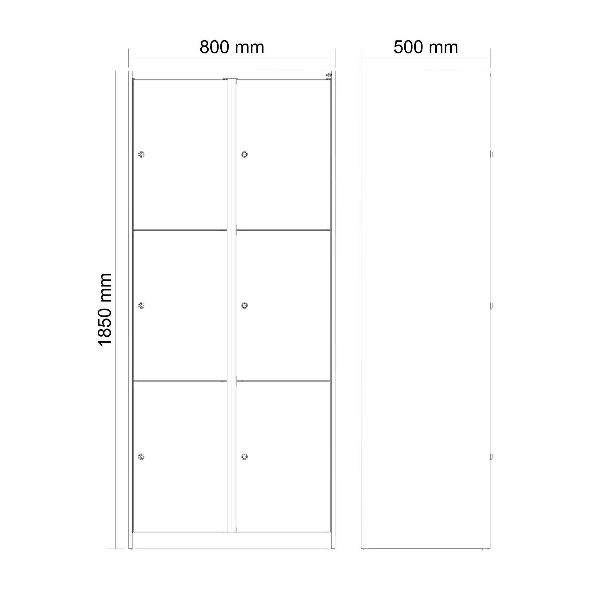 C+P Schlie�fachschrank Evolo PLUS, 6 F�cher, 1850x800x500mm