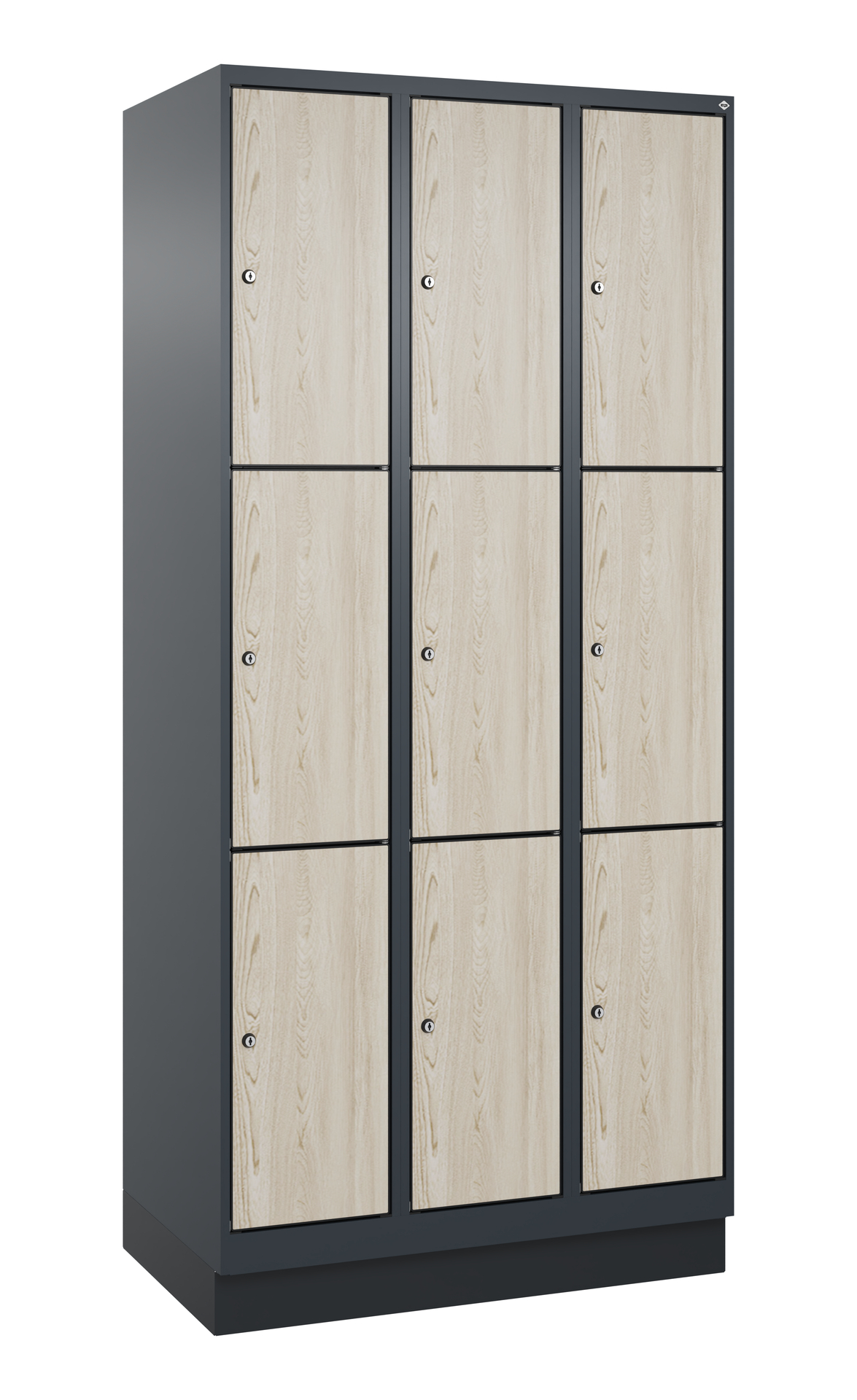 C+P Schlie�fachschrank Evolo PLUS, Sockel, 9 F�cher, 1950x900x500mm