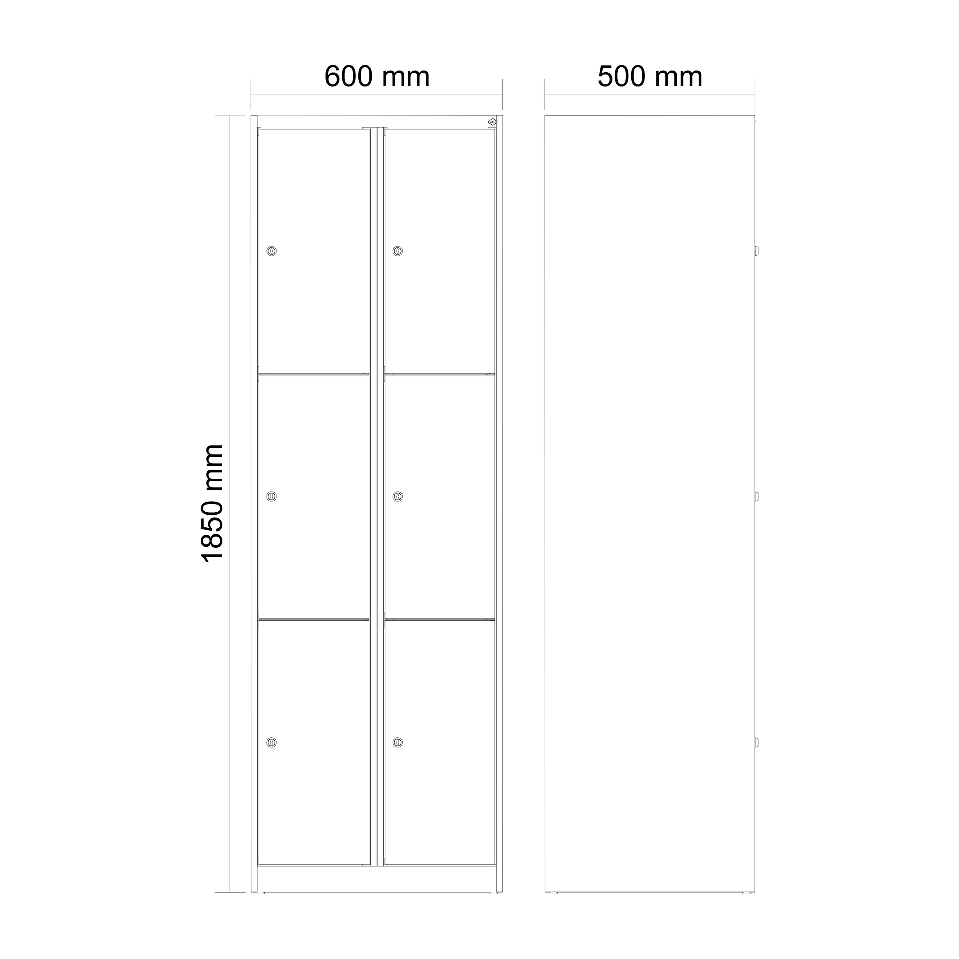 C+P Schlie�fachschrank Evolo PLUS, 6 F�cher, 1850x600x500mm