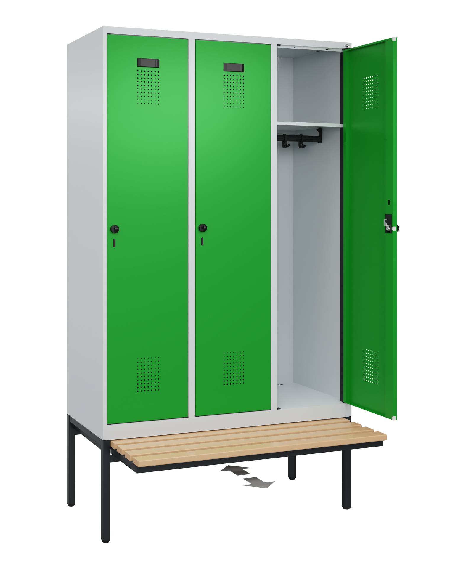 C+P Spind Evolo PLUS, Bank, 3 Abteile, 2120x1200x815mm