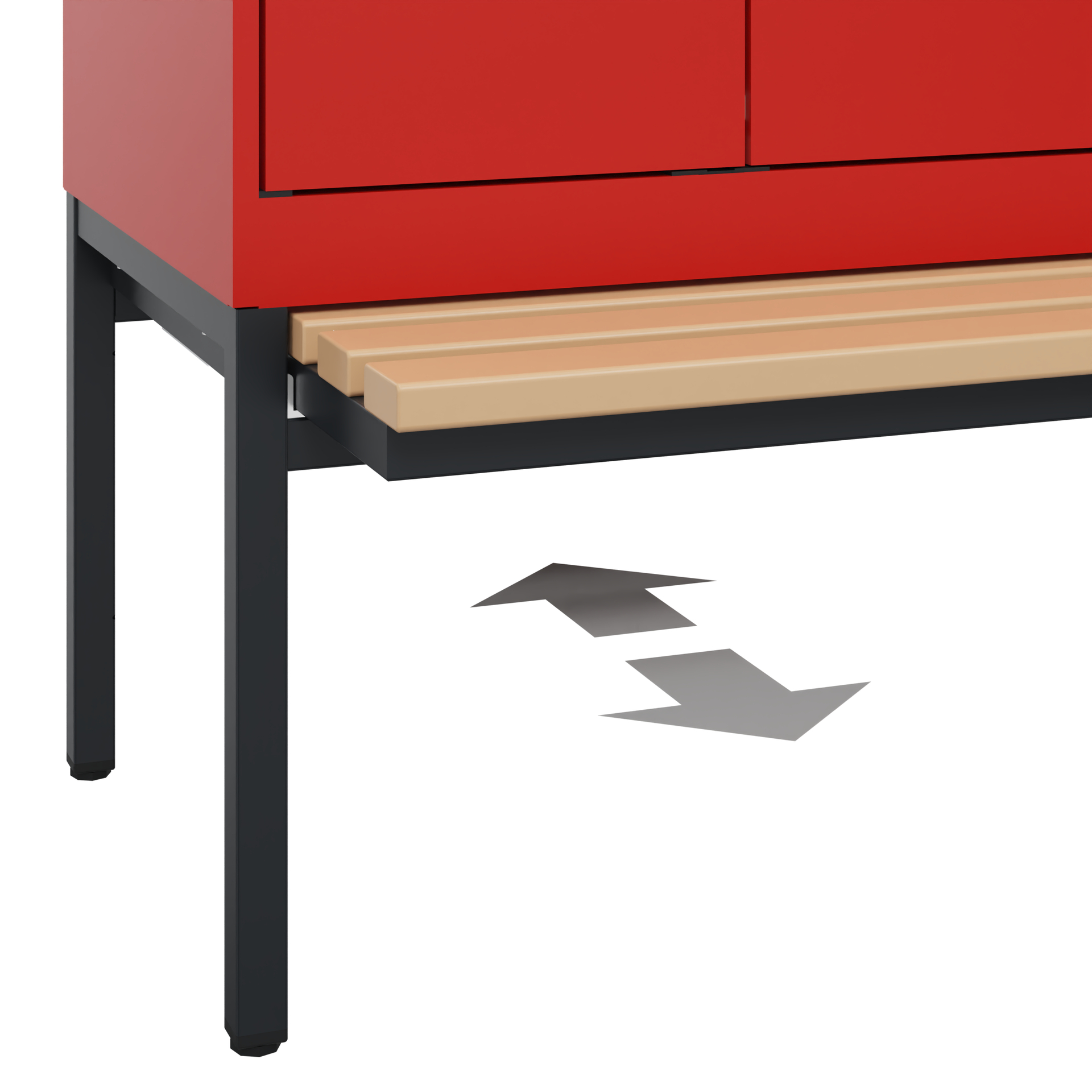 C+P Schwarz-Weiß-Spind Evolo PLUS, Bank, 2 Abteile, 2120x600x815mm