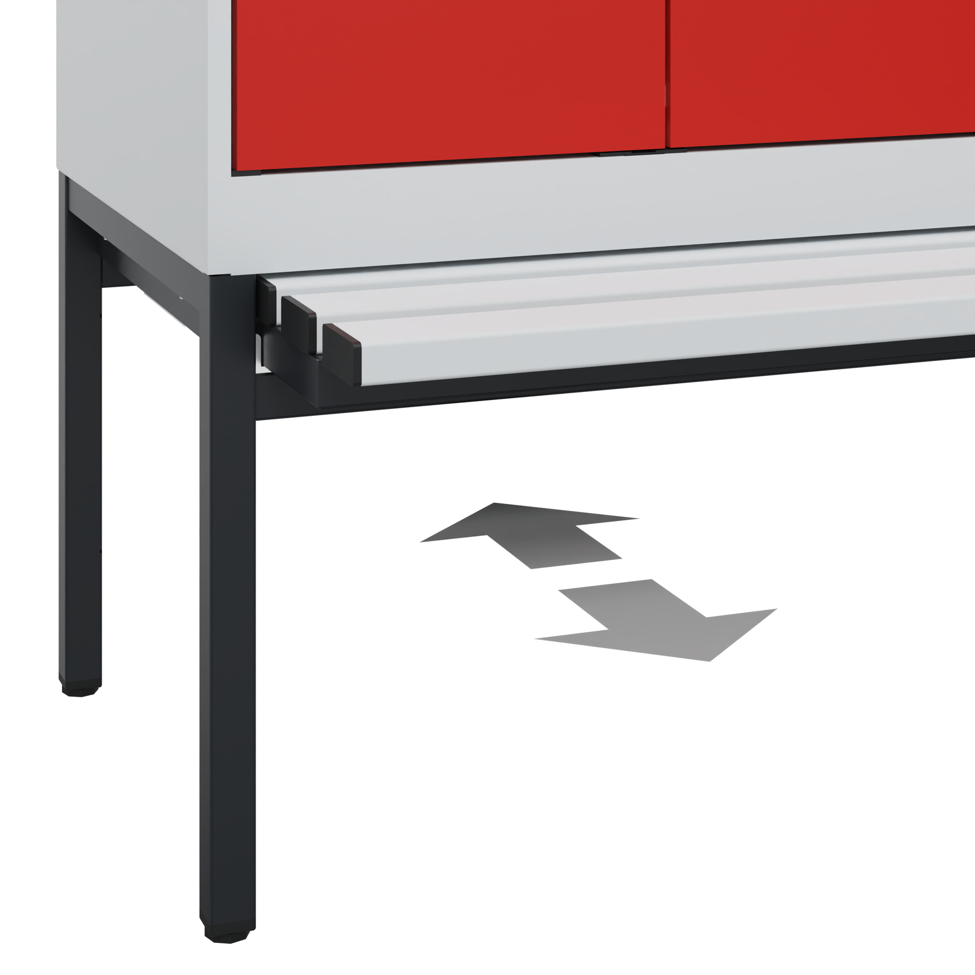 C+P Schwarz-Weiß-Spind Evolo PLUS, Bank, 2 Abteile, 2120x600x815mm