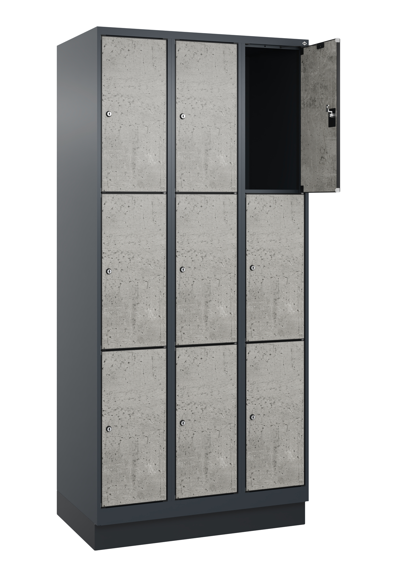 C+P Schlie�fachschrank Evolo PLUS, Sockel, 9 F�cher, 1950x900x500mm